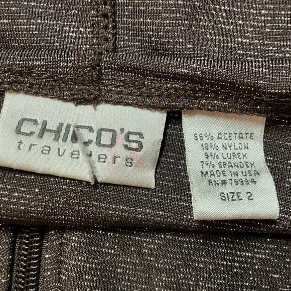 CHICO’S Travellers Brown Metallic Lurex Thread Full Zip Hoodie Long Sleeve Sz L - Picture 4 of 9